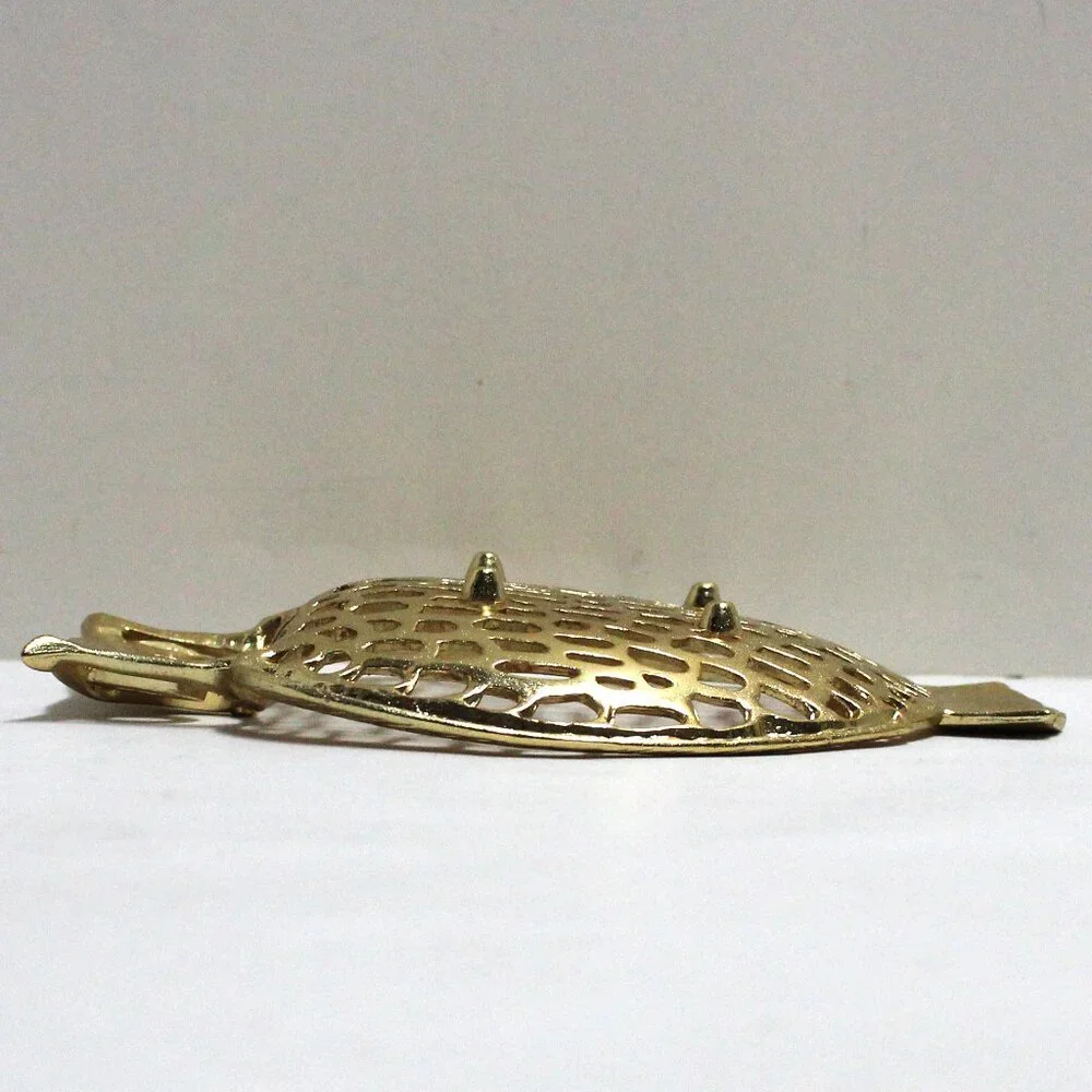 Vintage Gold Tone Shiny Owl Shaped Soap or Trinket Dish Holder & Soap Rosettes